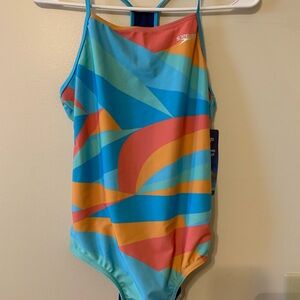 Speedo Kids Swim One Piece - Blue and Orange
